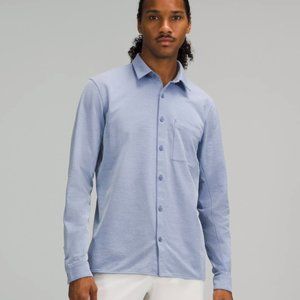 Lululemon Men's Commission Long-Sleeve Shirt, Harbor Blue/White, XXL